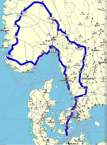 Karte der Norwegen-Tour